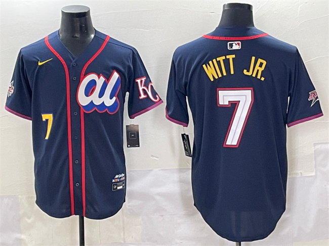 Men's American League #7 Bobby Witt Jr. Navy 2025 All-Star Edition Limited Stitched Baseball Jersey